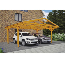 Dřevěný dvojitý carport se dvěma auty