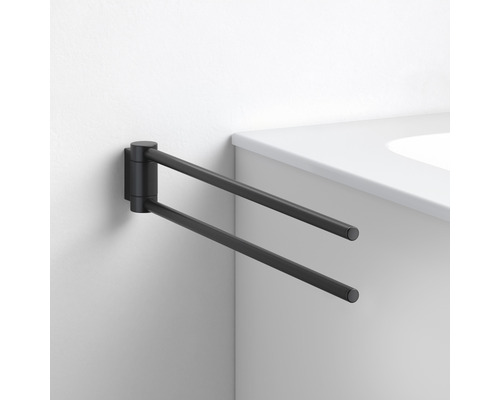 Otočný držák na ručníky se dvěma rameny pro montáž na stěnu v koupelně