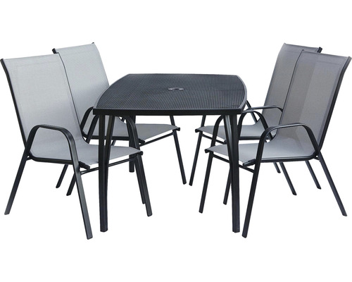 Zahradní nábytková sestava se stolem a čtyřmi židlemi pro venkovní použití