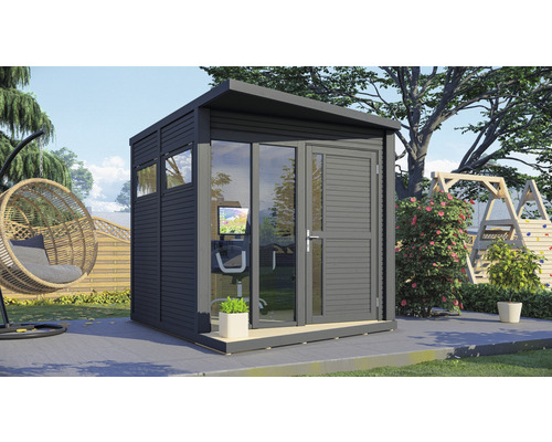 Dřevěný zahradní domek Bertilo Concept Office antracit 234 x 225 cm