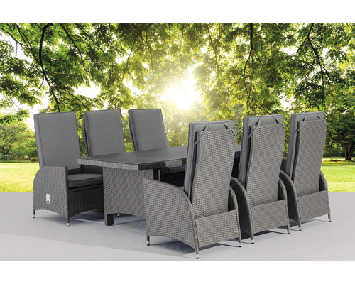 Zahradní nábytek se stolem a osmi židlemi z polyratanu