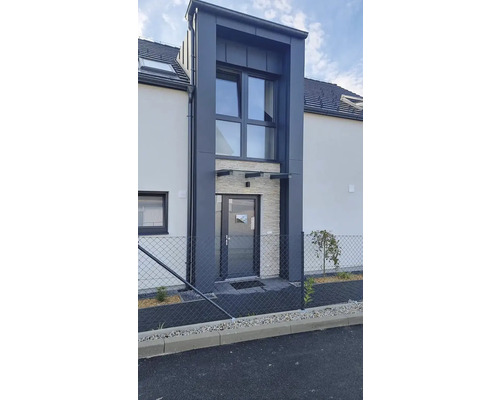 Fasáda domu se vstupem a okny