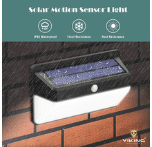 Solární pohybové čidlo pro montáž na stěnu s pečetěmi IP65 Vodotěsnost, Mrazuvzdornost a Tepelná odolnost. Logo Viking Technology.