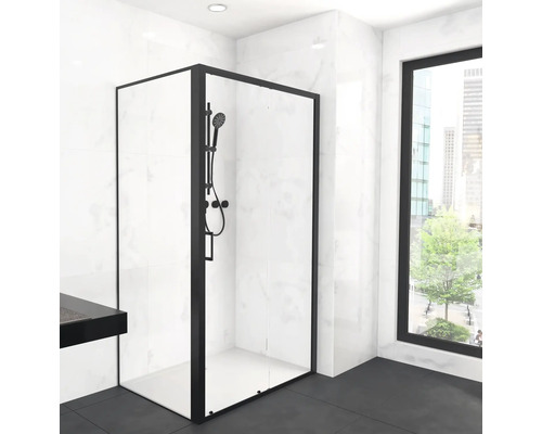 Sprchové dveře se sprchovou zástěnou Aurlane 80 x 120 cm barva rámu černá dekor skla čiré sklo FAC840