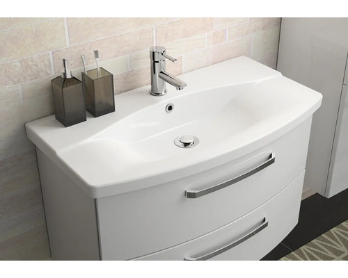 Umyvadlová skříňka se dvěma zásuvkami, umyvadlem a baterií do koupelny