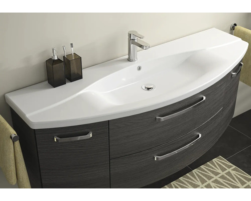 Umyvadlo se skříňkou, umyvadlem, baterií a dvěma zásuvkami