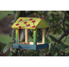 Malovaný dřevěný krmítko pro ptáky k zavěšení