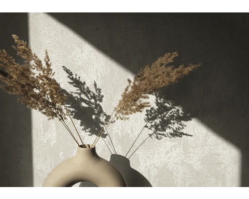 Dekorativní sušené květiny ve váze s vrženým stínem na zdi