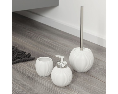 Koupelnová sada s dávkovačem mýdla, kelímkem a WC štětkou