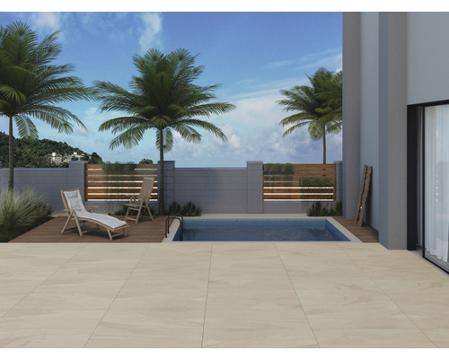 Exteriér s bazénem, lehátkem a dlažbou