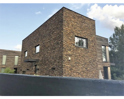 Exteriér domu s kamenným obkladem