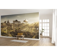 Světlá místnost s fototapetou zobrazující Forum Romanum.