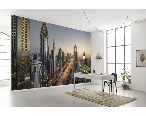 Kancelář s fototapetou s panoramatem města
