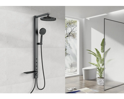 Sprchový systém s přepínačem AVITAL Biala se 4 masážními tryskami matně černá