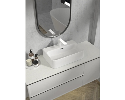 Koupelnová skříňka s umyvadlem na desku, baterií a zrcadlem