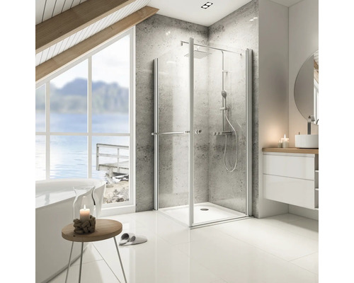 Sprchové dveře se sprchovou zástěnou SCHULTE Garant ExpressPlus 80 x 80 cm barva rámu hliník dekor skla čiré sklo EP8025145-3 01 500 01 200