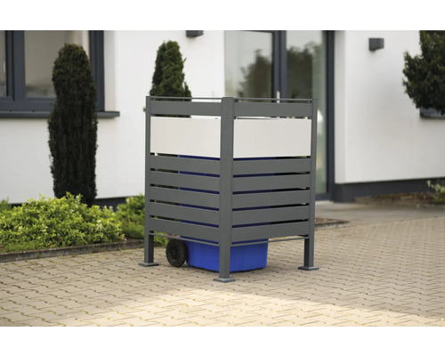 Box na popelnice s lamelovou strukturou a popelnice