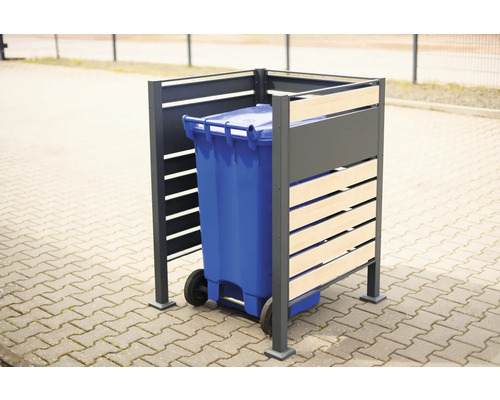 Kontejnerový box s modrou popelnicí na kolečkách