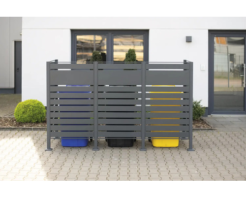 Kovový box na popelnice se třemi popelnicemi