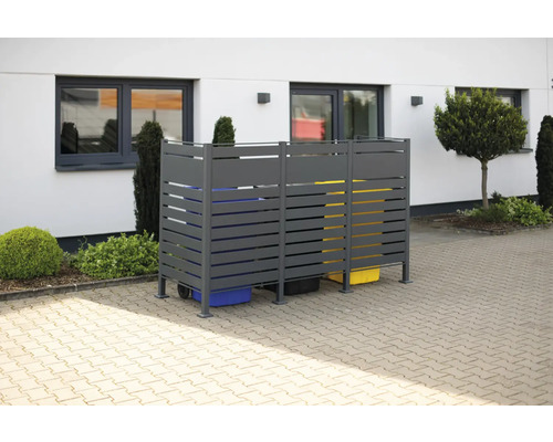 Hliníkový box na popelnice pro tři popelnice ve venkovním prostředí