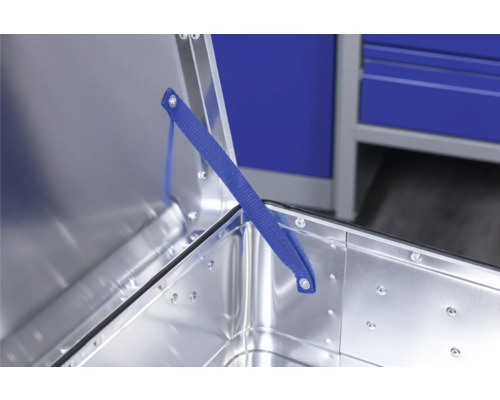 Otevřený hliníkový kufřík na nářadí s podpěrou víka