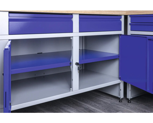 Skříňka pod ponk s zásuvkami a policemi pro dílnu