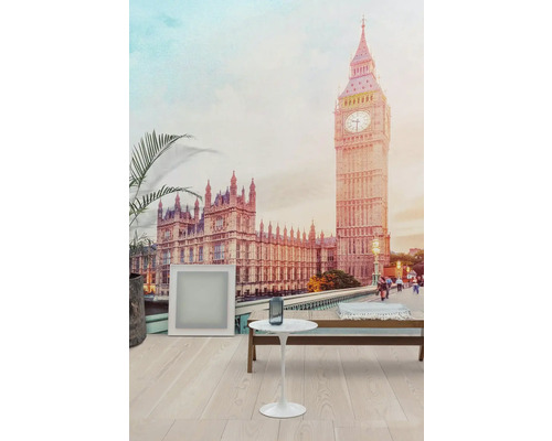 Obývací pokoj s fototapetou zobrazující Big Ben v Londýně