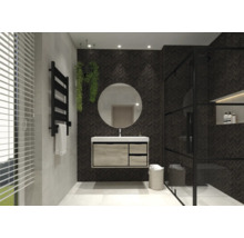 Moderní koupelna s umyvadlem, zrcadlem a sprchou