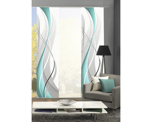 Dekorativní posuvné závěsy v obývacím pokoji s moderním designem