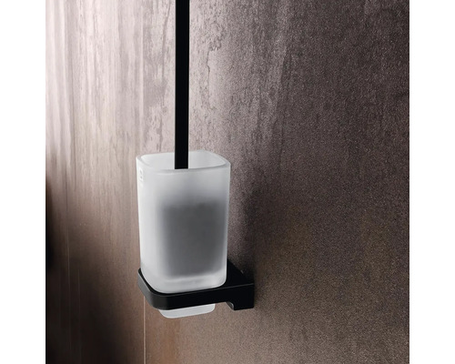 Nástěnná toaletní souprava s držákem a nádobou z matného skla