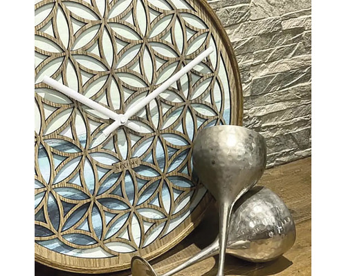 Nástěnné hodiny Nextime s květinovým vzorem a stříbrnými dekoracemi