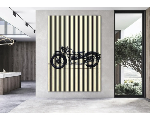 Malba s motivem motocyklu v moderním interiéru