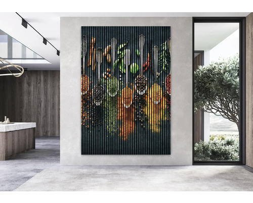 Dekorativní nástěnný panel s designem koření v moderním prostoru