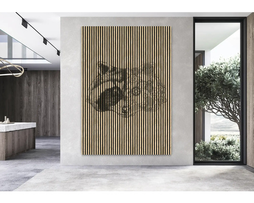Nástěnný panel s motivem medvěda v moderně designovaném prostoru