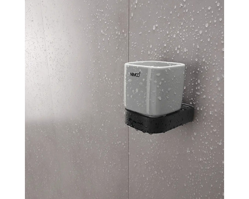 NIMCO kelímek na zubní kartáčky s držákem pro montáž na stěnu