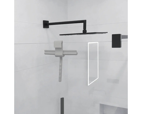 Sprcha s sprchovou hlavicí, držákem a stěrkou