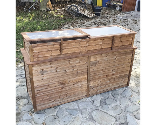 Dřevěný vyvýšený záhon se skleníkovým nástavcem do zahrady