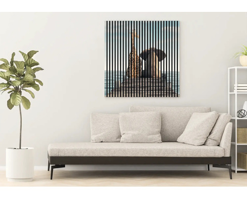 Dekorativní nástěnný obraz se slonem a žirafou na molu