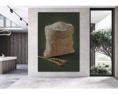 Dekorativní nástěnný panel s obrázkem obilí v pytli