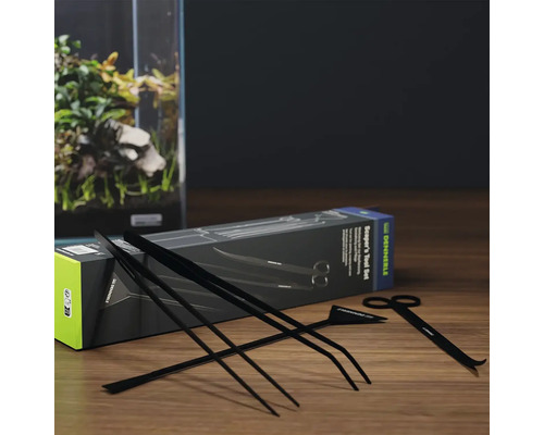 Sada nástrojů pro aquascaping s nůžkami, pinzetou a špachtlí