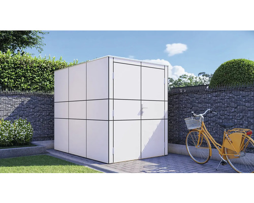 Dřevěný zahradní domek Bertilo HPL Design Bike Port 155 x 229 cm bílý