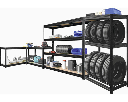 Regálový systém s ponkem a pneumatikami