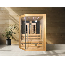 Infrasauna z dřeva se skleněnými prvky a lavicemi