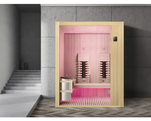 Finská sauna s lavicemi, kamny a ovládací jednotkou