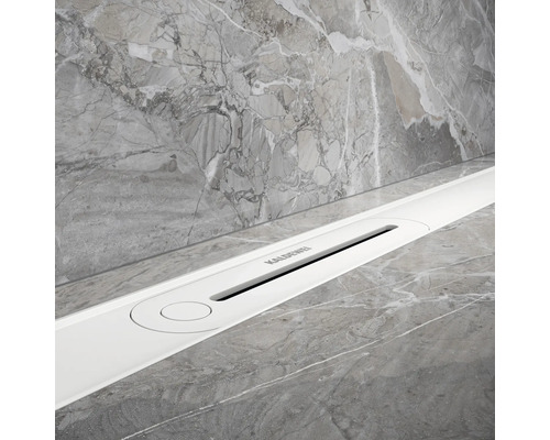 Sprchový žlab Kaldewei v koupelně s mramorovými obklady