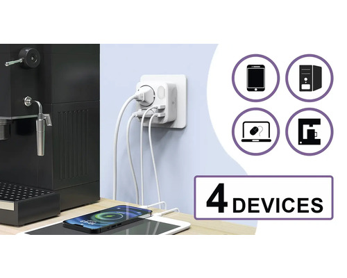 Adaptér zásuvky pro nabíjení čtyř zařízení