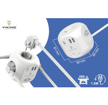 Adaptér zástrčky ve tvaru krychle se zásuvkami a porty USB