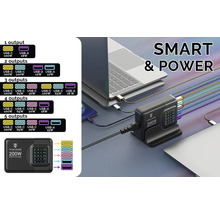 Síťový adaptér VIKING VCH200PD 200W 2x USB-A QC, 3x USB-C PD