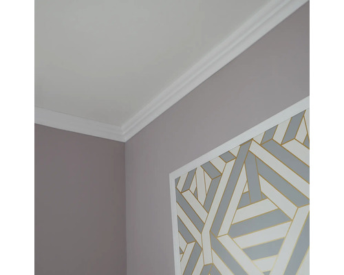 Roh místnosti se stropní lištou a dekorací na stěnu