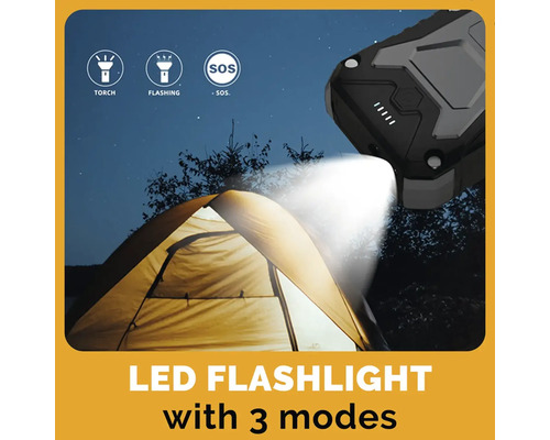 LED svítilna se třemi režimy osvětluje stan